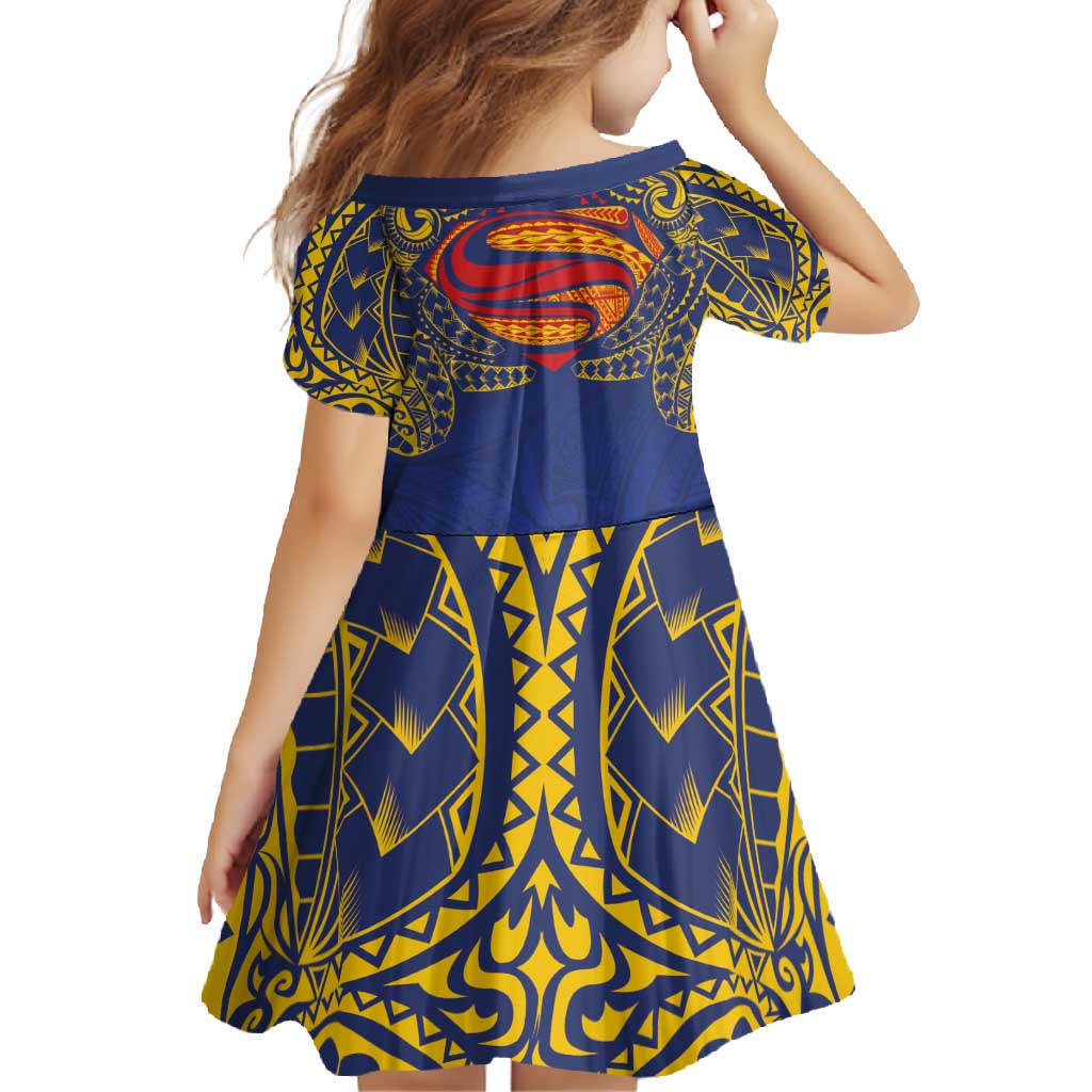 Super Samoan Traditional Tribal Art Tattoos Family Matching Mermaid Dress and Hawaiian Shirt Blue Color LT03 - Polynesian Pride