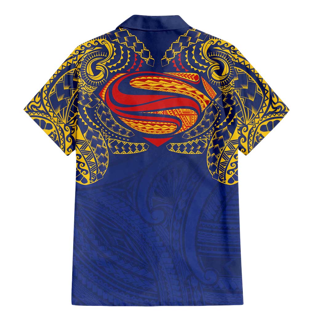 Super Samoan Traditional Tribal Art Tattoos Family Matching Mermaid Dress and Hawaiian Shirt Blue Color LT03 - Polynesian Pride