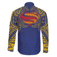 Super Samoan Traditional Tribal Art Tattoos Family Matching Mermaid Dress and Hawaiian Shirt Blue Color LT03 - Polynesian Pride