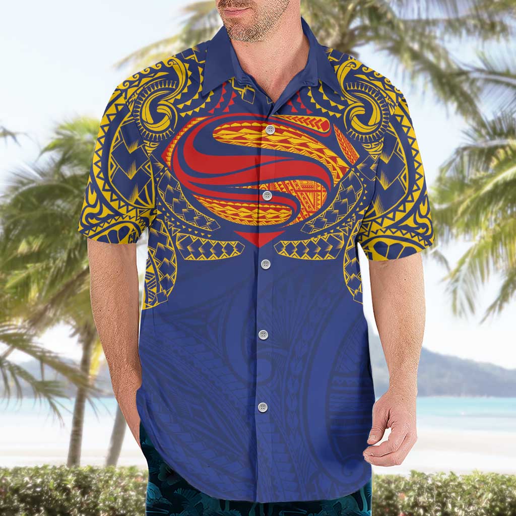Super Samoan Traditional Tribal Art Tattoos Hawaiian Shirt Blue Color - Polynesian Pride