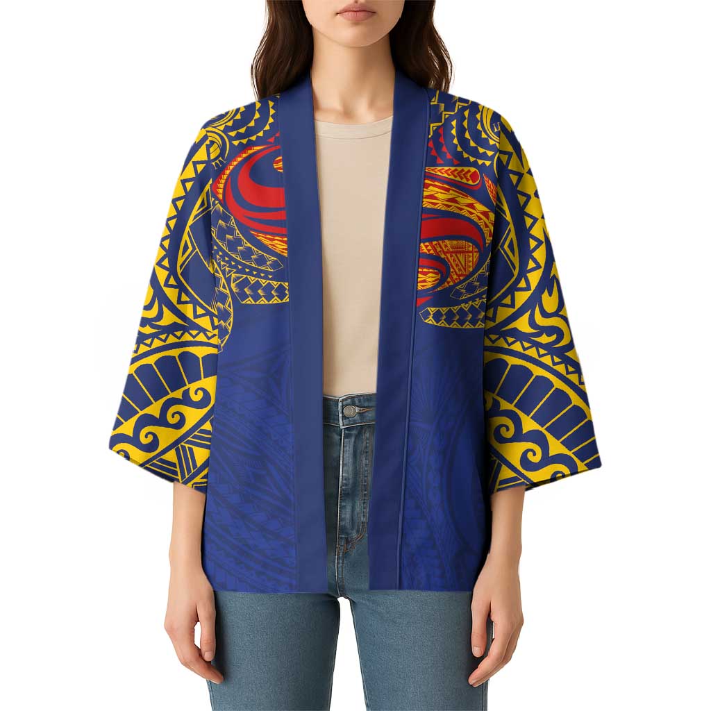 Super Samoan Traditional Tribal Art Tattoos Kimono Blue Color - Polynesian Pride