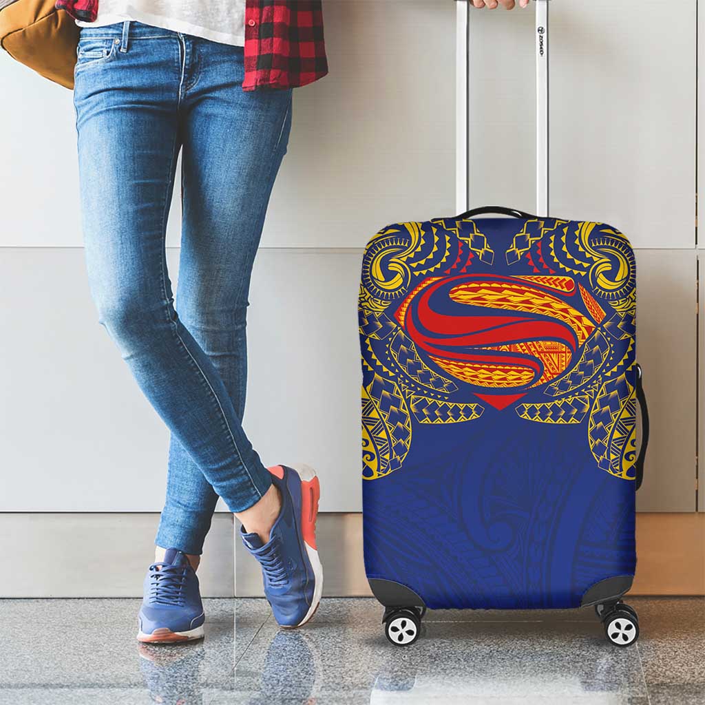 Super Samoan Traditional Tribal Art Tattoos Luggage Cover Blue Color - Polynesian Pride