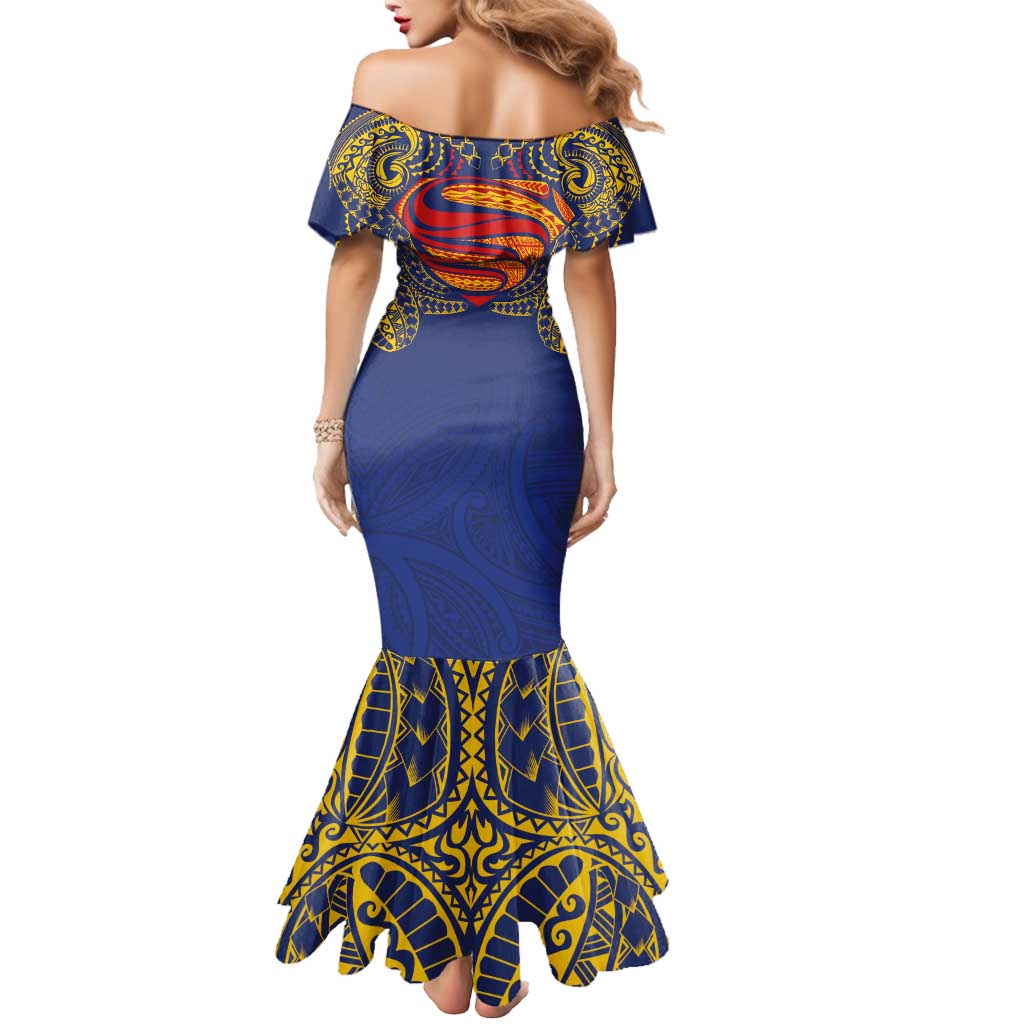 Super Samoan Traditional Tribal Art Tattoos Mermaid Dress Blue Color LT03 - Polynesian Pride