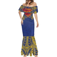 Super Samoan Traditional Tribal Art Tattoos Mermaid Dress Blue Color LT03 - Polynesian Pride