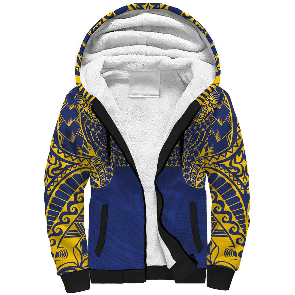 Super Samoan Traditional Tribal Art Tattoos Sherpa Hoodie Blue Color LT03 Unisex Blue - Polynesian Pride