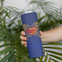 Super Samoan Traditional Tribal Art Tattoos Skinny Tumbler Blue Color LT03 - Polynesian Pride