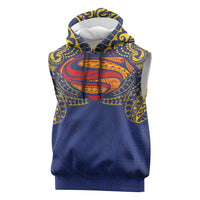 Super Samoan Traditional Tribal Art Tattoos Sleeveless Hoodie Blue Color LT03 Blue - Polynesian Pride