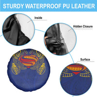 Super Samoan Traditional Tribal Art Tattoos Spare Tire Cover Blue Color - Polynesian Pride