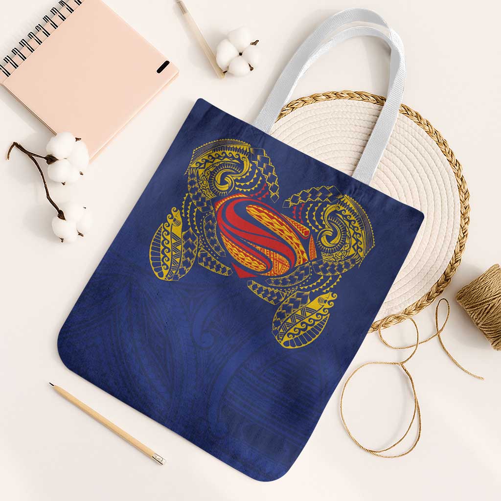 Super Samoan Traditional Tribal Art Tattoos Tote Bag Blue Color - Polynesian Pride