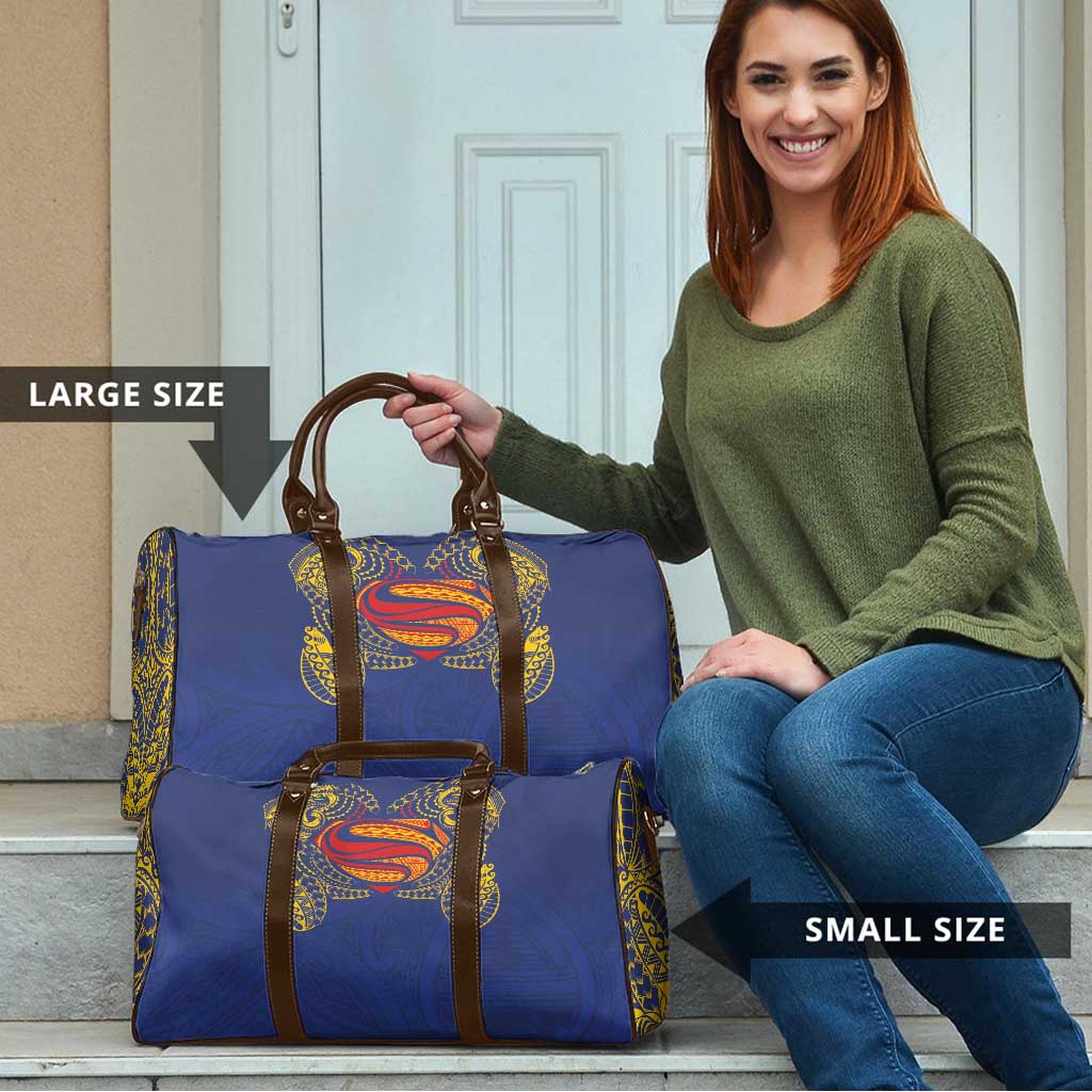 Super Samoan Traditional Tribal Art Tattoos Travel Bag Blue Color - Polynesian Pride