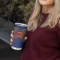 Super Samoan Traditional Tribal Art Tattoos Tumbler Cup Blue Color - Polynesian Pride