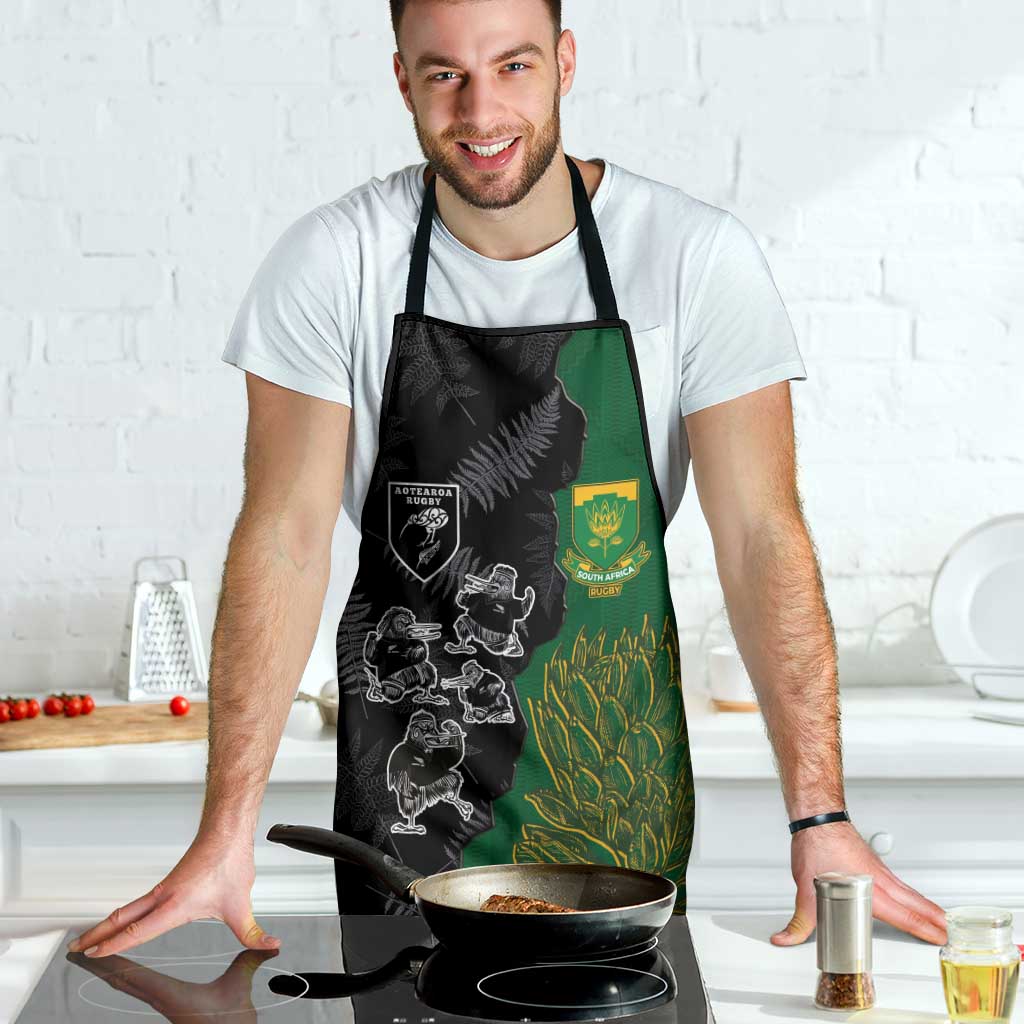 Aotearoa South Africa Rugby Freedom Cup Apron Kiwi Warriors Haka with King Protea Symbol - Polynesian Pride