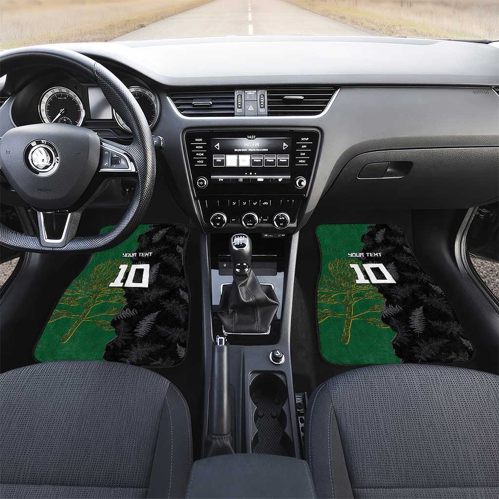Aotearoa South Africa Rugby Freedom Cup Car Mats Kiwi Warriors Haka with King Protea Symbol LT03 Set 2pcs - Front Green - Polynesian Pride