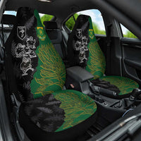 Aotearoa South Africa Rugby Freedom Cup Car Seat Cover Kiwi Warriors Haka with King Protea Symbol LT03 One Size Green - Polynesian Pride