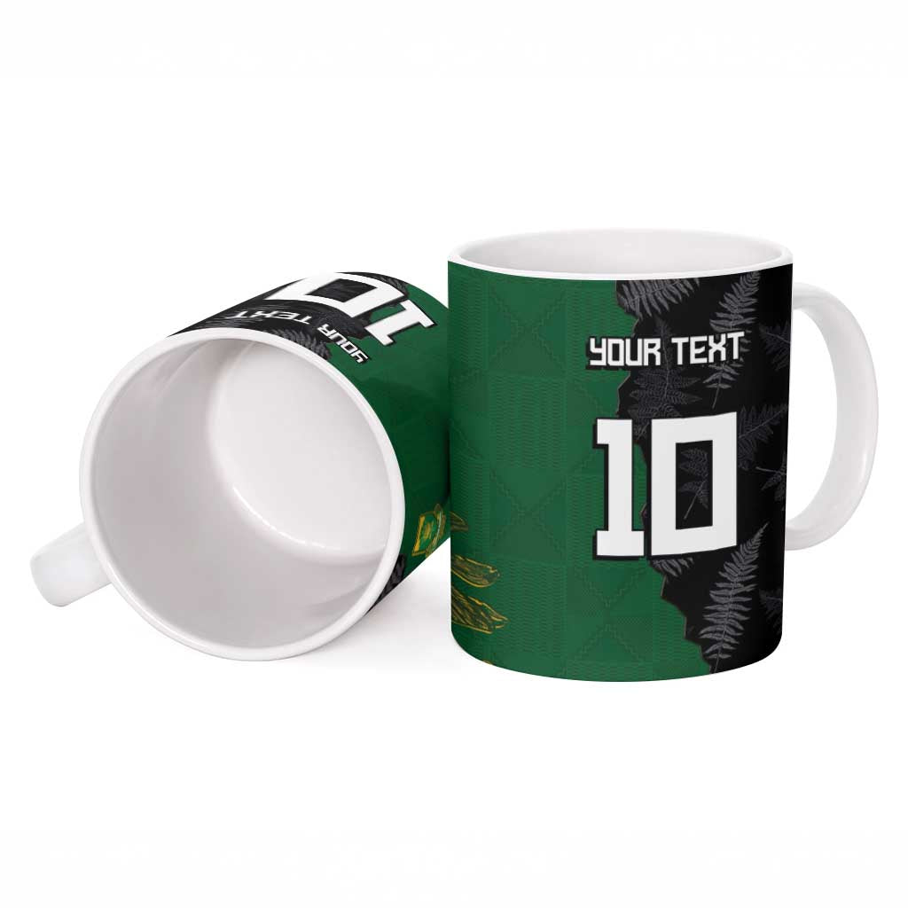Custom Aotearoa South Africa Rugby Freedom Cup Ceramic Mug Kiwi Warriors Haka with King Protea Symbol - Polynesian Pride