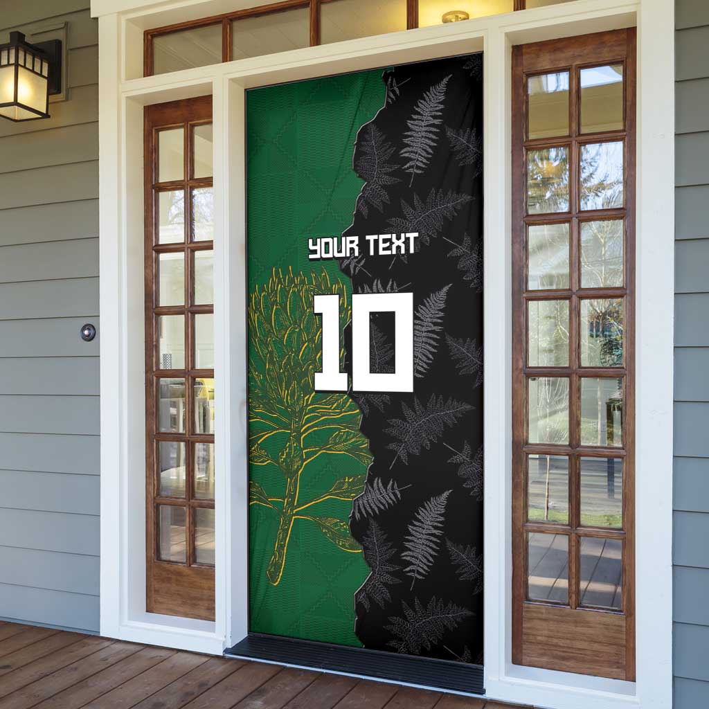 Custom Aotearoa South Africa Rugby Freedom Cup Door Cover Kiwi Warriors Haka with King Protea Symbol LT03 - Polynesian Pride