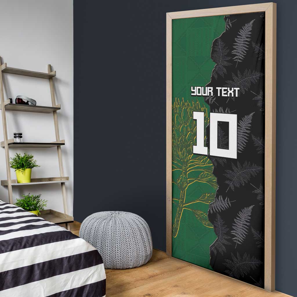 Custom Aotearoa South Africa Rugby Freedom Cup Door Cover Kiwi Warriors Haka with King Protea Symbol LT03 - Polynesian Pride