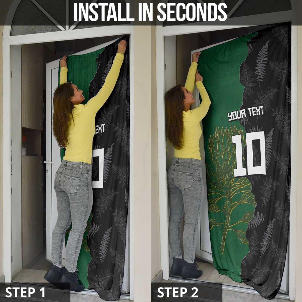 Custom Aotearoa South Africa Rugby Freedom Cup Door Cover Kiwi Warriors Haka with King Protea Symbol LT03 - Polynesian Pride
