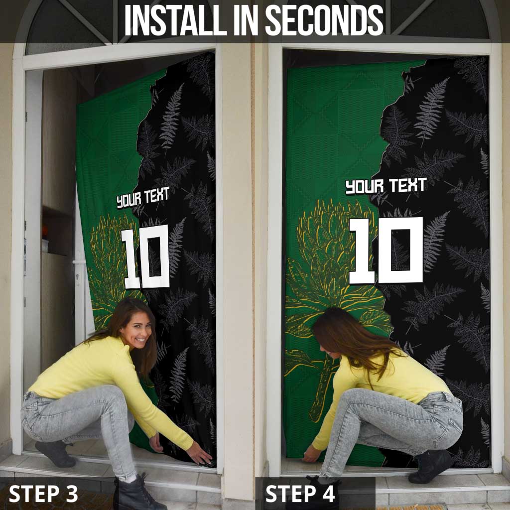 Custom Aotearoa South Africa Rugby Freedom Cup Door Cover Kiwi Warriors Haka with King Protea Symbol LT03 - Polynesian Pride