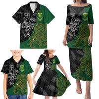 Custom Aotearoa South Africa Rugby Freedom Cup Family Matching Puletasi and Hawaiian Shirt Kiwi Warriors Haka with King Protea Symbol LT03 - Polynesian Pride