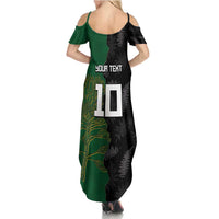 Custom Aotearoa South Africa Rugby Freedom Cup Family Matching Summer Maxi Dress and Hawaiian Shirt Kiwi Warriors Haka with King Protea Symbol LT03 - Polynesian Pride