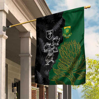 Aotearoa South Africa Rugby Freedom Cup Garden Flag Kiwi Warriors Haka with King Protea Symbol LT03 House Flag Green - Polynesian Pride