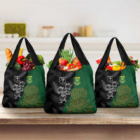 Aotearoa South Africa Rugby Freedom Cup Grocery Bag Kiwi Warriors Haka with King Protea Symbol LT03 3-pack One Size Green - Polynesian Pride