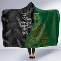 Aotearoa South Africa Rugby Freedom Cup Hooded Blanket Kiwi Warriors Haka with King Protea Symbol LT03 One Size Green - Polynesian Pride