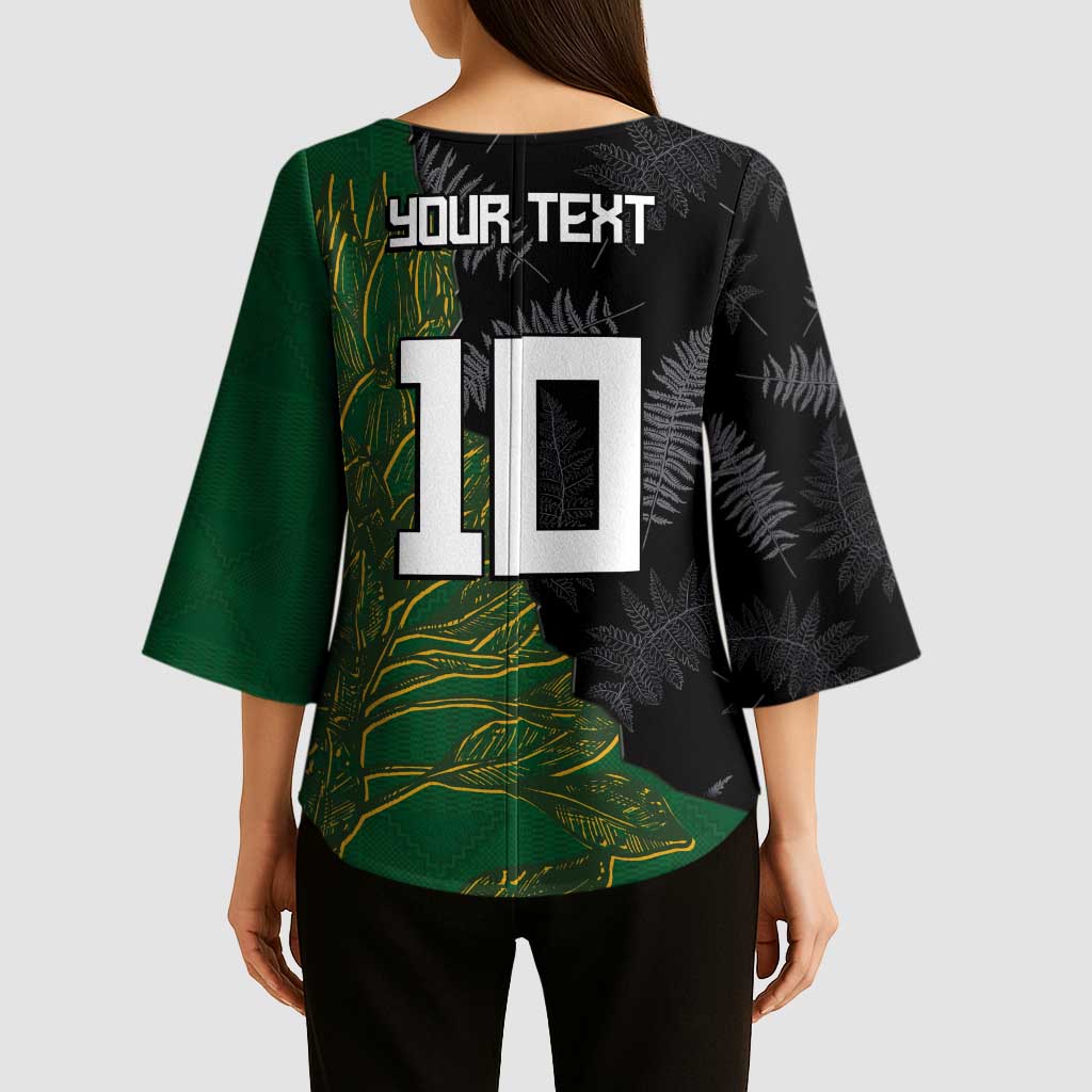 Custom Aotearoa South Africa Rugby Freedom Cup Kimono Sleeve Blouse Kiwi Warriors Haka with King Protea Symbol LT03 - Polynesian Pride