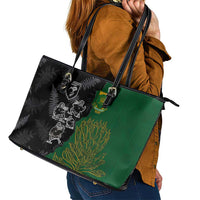 Aotearoa South Africa Rugby Freedom Cup Leather Tote Bag Kiwi Warriors Haka with King Protea Symbol LT03 - Polynesian Pride