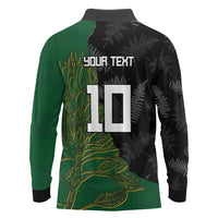 Custom Aotearoa South Africa Rugby Freedom Cup Long Sleeve Polo Shirt Kiwi Warriors Haka with King Protea Symbol LT03 - Polynesian Pride