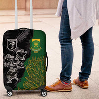 Aotearoa South Africa Rugby Freedom Cup Luggage Cover Kiwi Warriors Haka with King Protea Symbol LT03 Green - Polynesian Pride