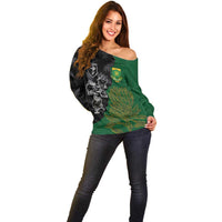 Custom Aotearoa South Africa Rugby Freedom Cup Off Shoulder Sweater Kiwi Warriors Haka with King Protea Symbol - Polynesian Pride