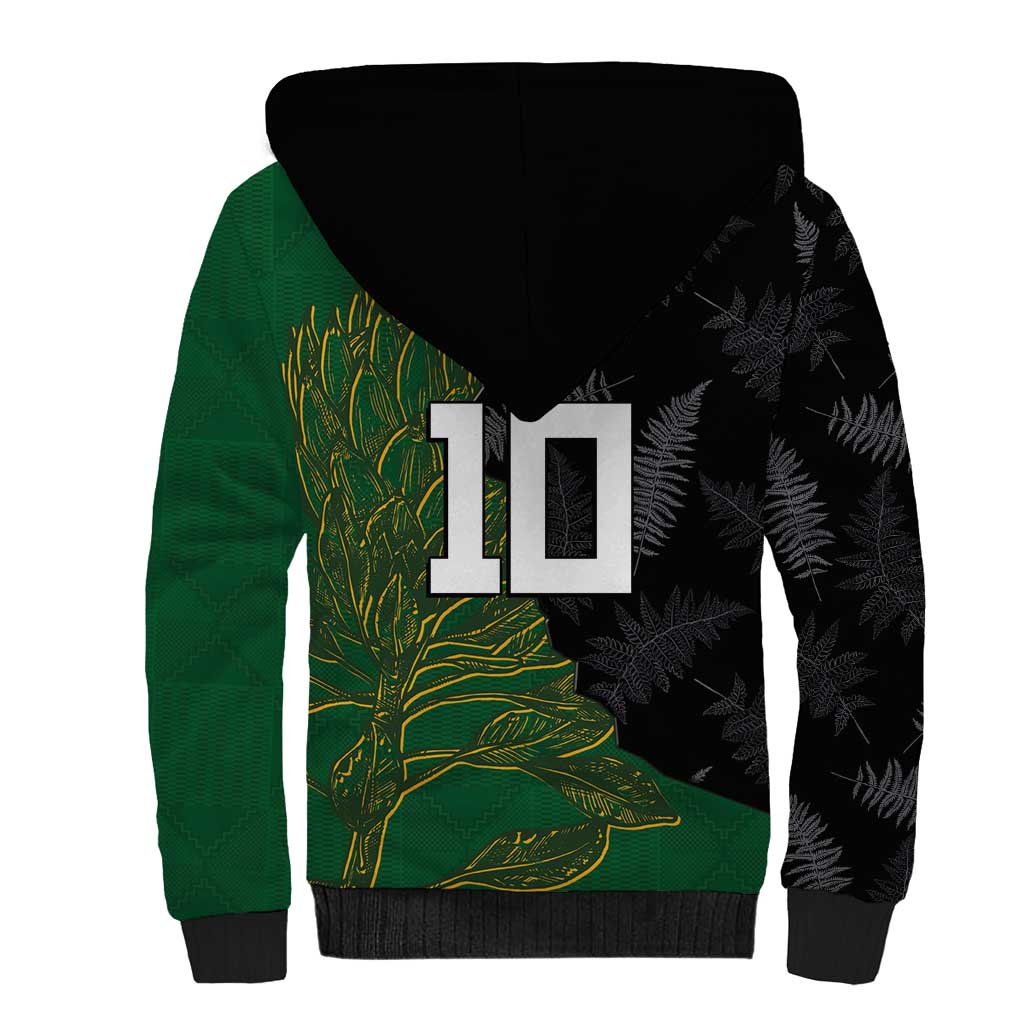 Custom Aotearoa South Africa Rugby Freedom Cup Sherpa Hoodie Kiwi Warriors Haka with King Protea Symbol LT03 - Polynesian Pride