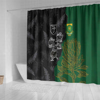 Aotearoa South Africa Rugby Freedom Cup Shower Curtain Kiwi Warriors Haka with King Protea Symbol LT03 - Polynesian Pride