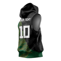 Custom Aotearoa South Africa Rugby Freedom Cup Sleeveless Hoodie Kiwi Warriors Haka with King Protea Symbol LT03 - Polynesian Pride