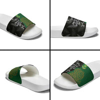 Aotearoa South Africa Rugby Freedom Cup Slide Sandals Kiwi Warriors Haka with King Protea Symbol LT03 - Polynesian Pride