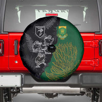Aotearoa South Africa Rugby Freedom Cup Spare Tire Cover Kiwi Warriors Haka with King Protea Symbol LT03 - Polynesian Pride