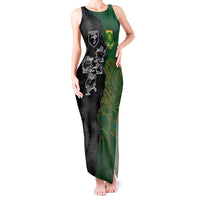 Custom Aotearoa South Africa Rugby Freedom Cup Tank Maxi Dress Kiwi Warriors Haka with King Protea Symbol LT03 Women Green - Polynesian Pride