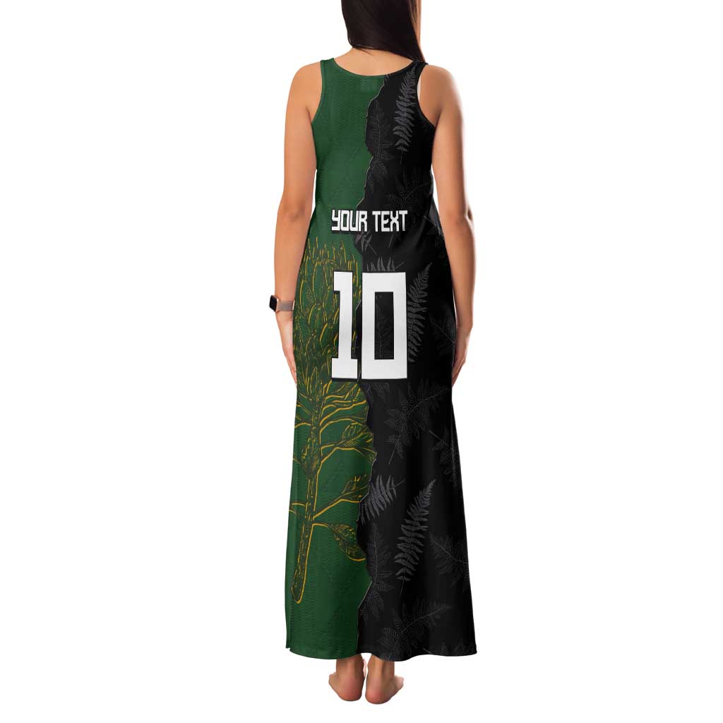 Custom Aotearoa South Africa Rugby Freedom Cup Tank Maxi Dress Kiwi Warriors Haka with King Protea Symbol LT03 - Polynesian Pride