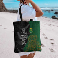 Aotearoa South Africa Rugby Freedom Cup Tote Bag Kiwi Warriors Haka with King Protea Symbol LT03 - Polynesian Pride