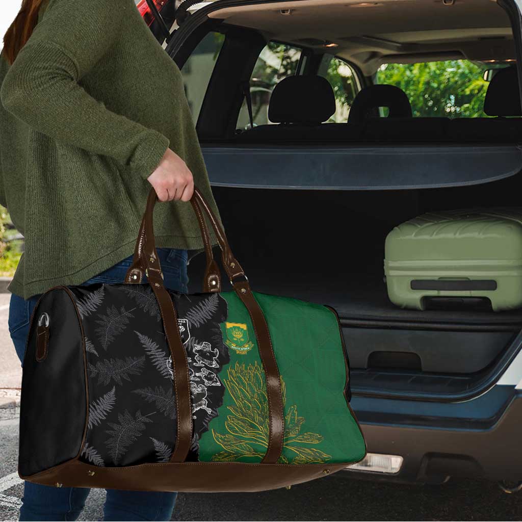 Aotearoa South Africa Rugby Freedom Cup Travel Bag Kiwi Warriors Haka with King Protea Symbol LT03 - Polynesian Pride