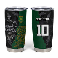 Custom Aotearoa South Africa Rugby Freedom Cup Tumbler Cup Kiwi Warriors Haka with King Protea Symbol LT03 Green - Polynesian Pride