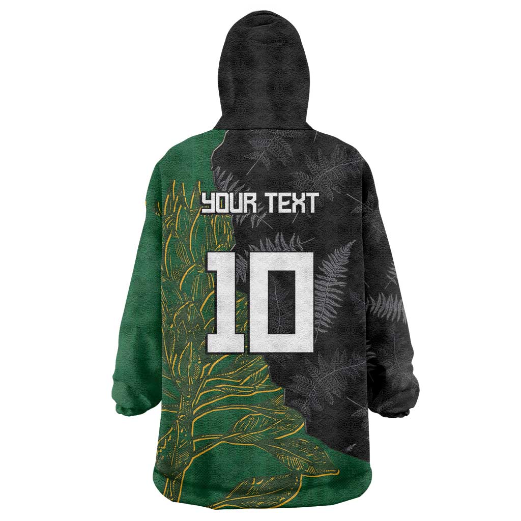 Custom Aotearoa South Africa Rugby Freedom Cup Wearable Blanket Hoodie Kiwi Warriors Haka with King Protea Symbol LT03 - Polynesian Pride