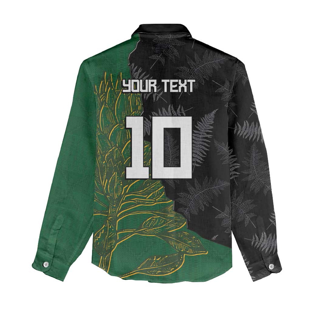 Custom Aotearoa South Africa Rugby Freedom Cup Women Casual Shirt Kiwi Warriors Haka with King Protea Symbol LT03 - Polynesian Pride