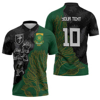 Custom Aotearoa South Africa Rugby Freedom Cup Zipper Polo Shirt Kiwi Warriors Haka with King Protea Symbol LT03 - Polynesian Pride