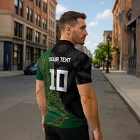 Custom Aotearoa South Africa Rugby Freedom Cup Zipper Polo Shirt Kiwi Warriors Haka with King Protea Symbol LT03 - Polynesian Pride