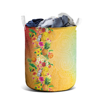 Hawaiian Tropical Fruits and Plants Laundry Basket Kakau Pattern Summer Vibe LT03 - Polynesian Pride