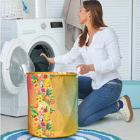 Hawaiian Tropical Fruits and Plants Laundry Basket Kakau Pattern Summer Vibe LT03 - Polynesian Pride