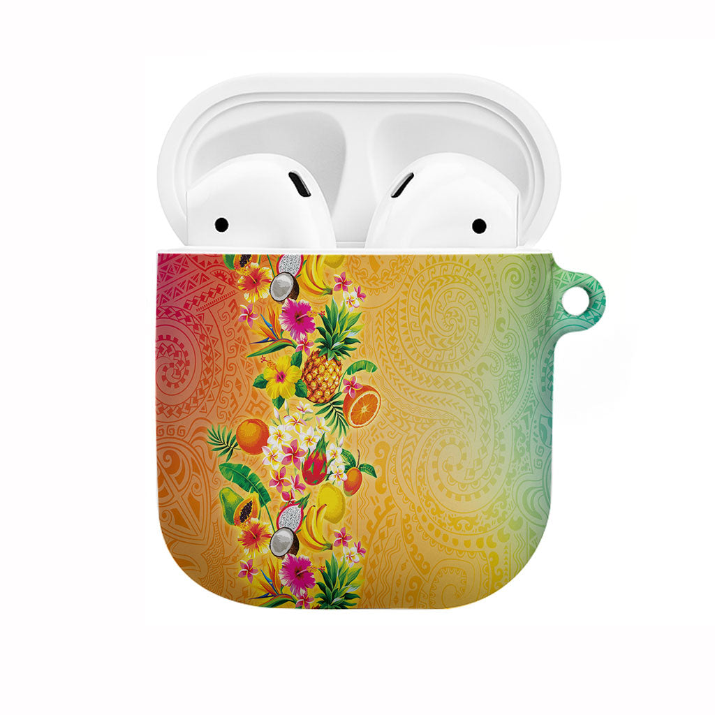Hawaiian Tropical Fruits and Plants AirPods Case Kakau Pattern Summer Vibe LT03 Multicolor - Polynesian Pride